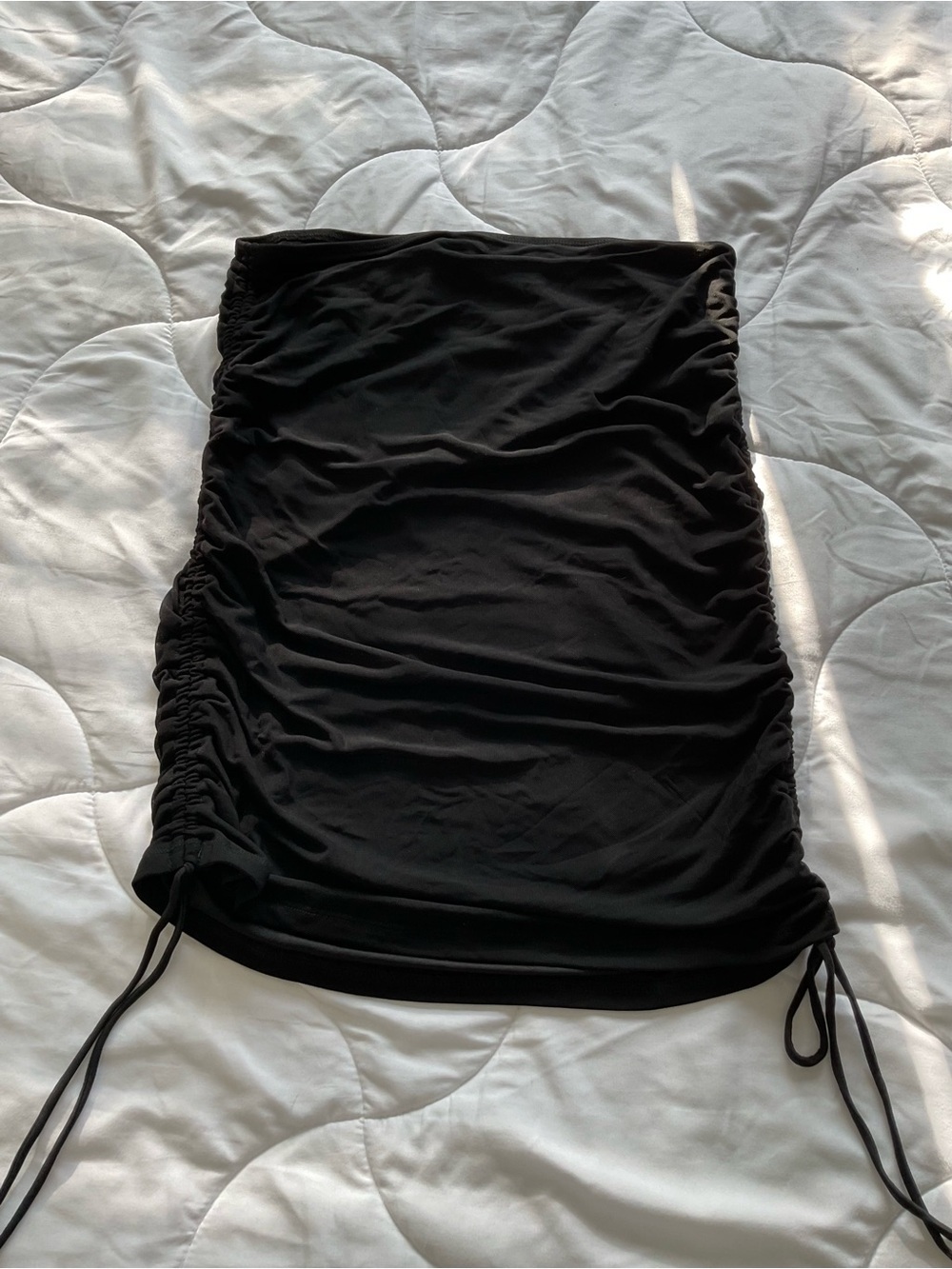 Fashion Nova Black Ruched Side-Drawstring Skirt